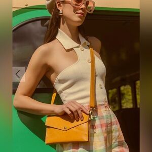 NWOT! Portland Leather SUNFLOWER Convertible Crossbody Purse Bag PLG